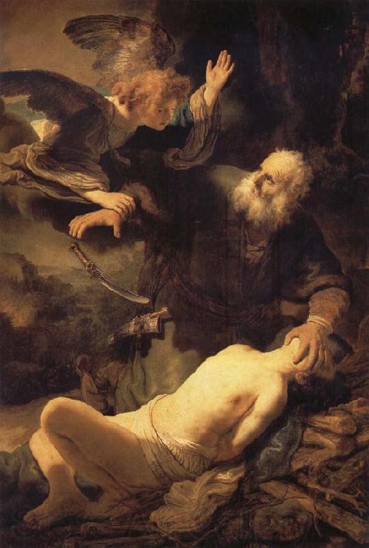 REMBRANDT Harmenszoon van Rijn The Angel stopping Abraham from sacrificing Isaac to God Norge oil painting art